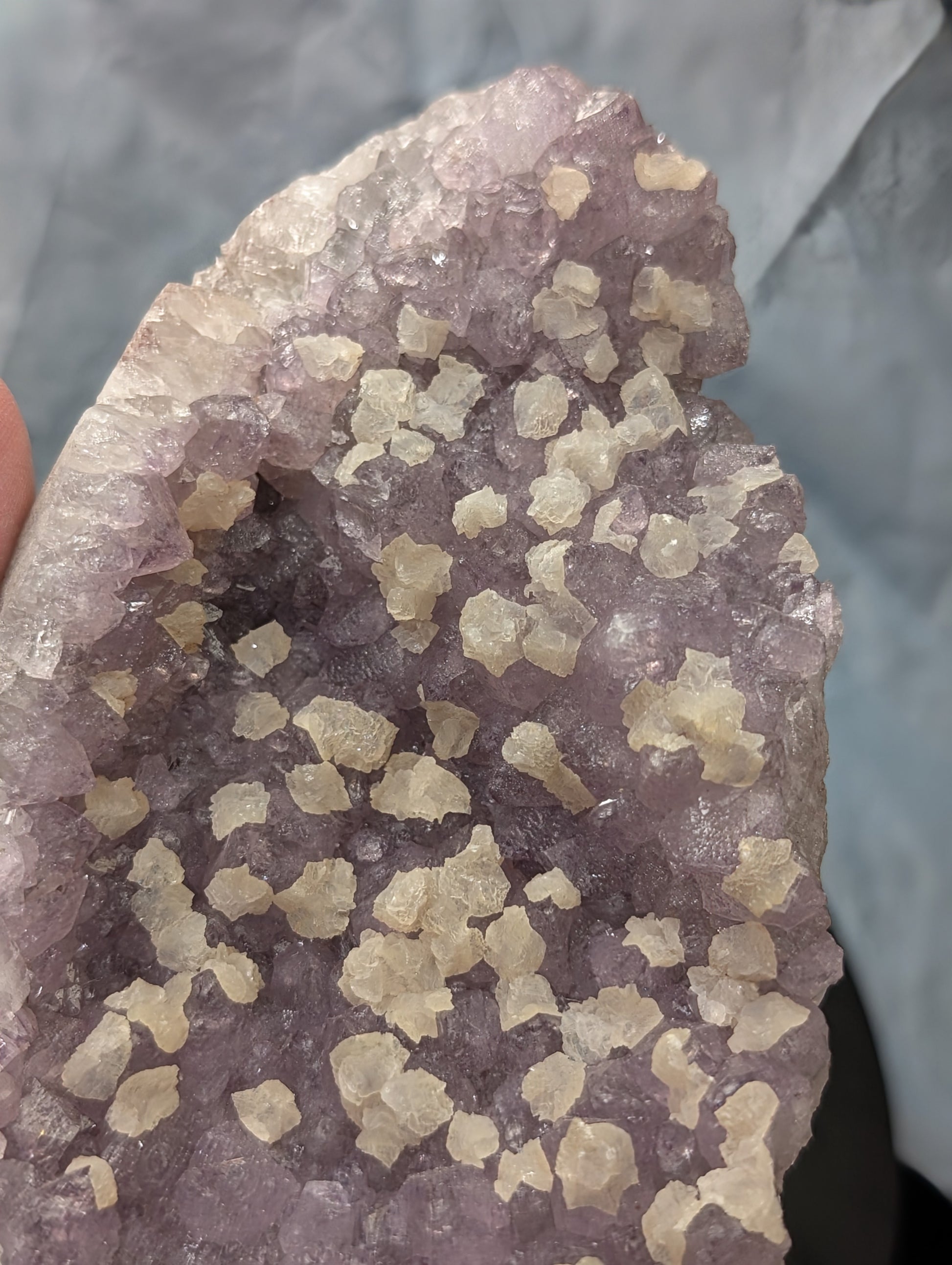Lavender Purple Amethyst Geode with Dogtooth Calcite