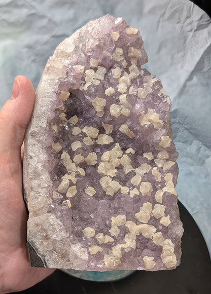 Lavender Purple Amethyst Geode with Dogtooth Calcite