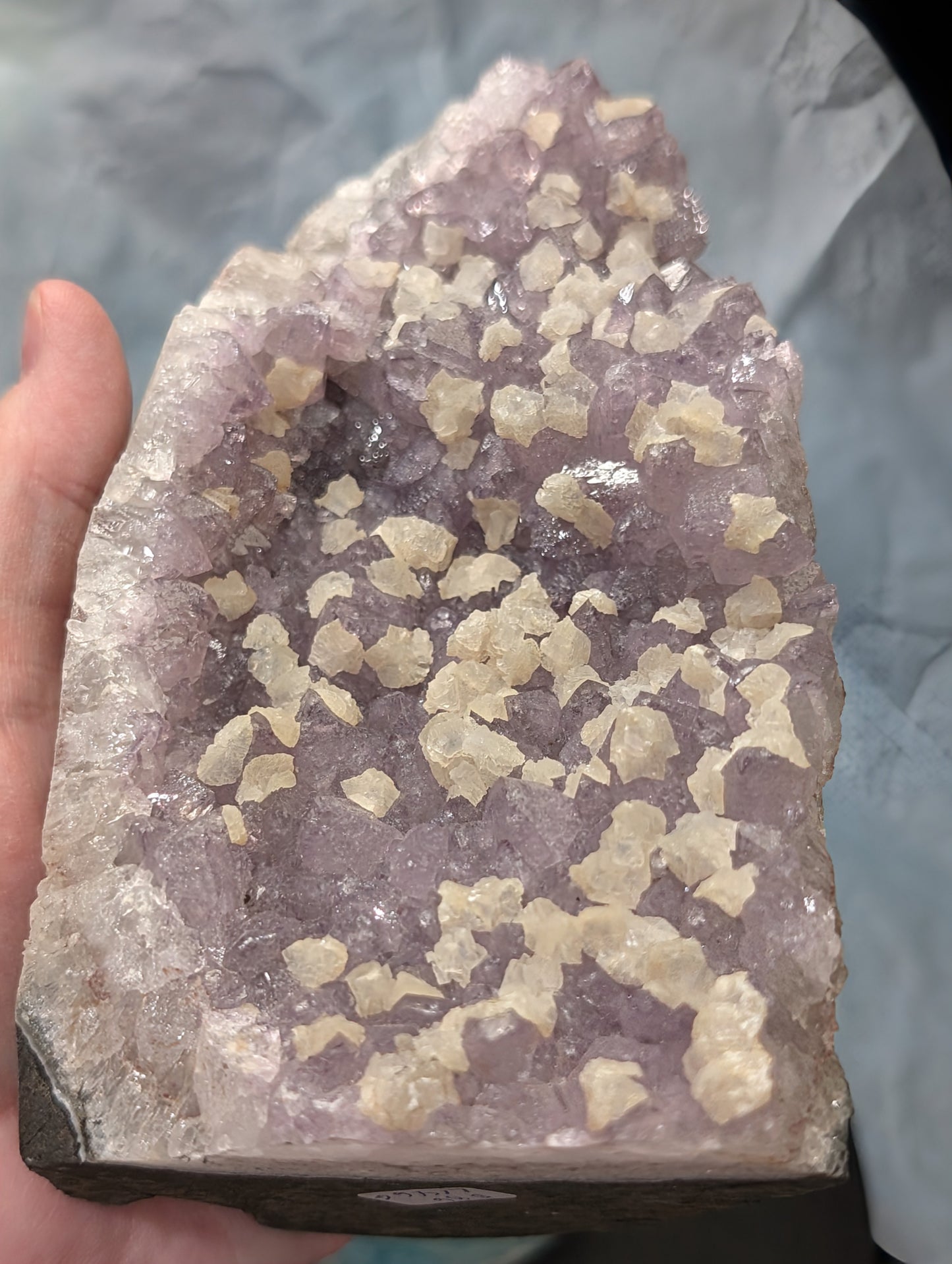 Lavender Purple Amethyst Geode with Dogtooth Calcite