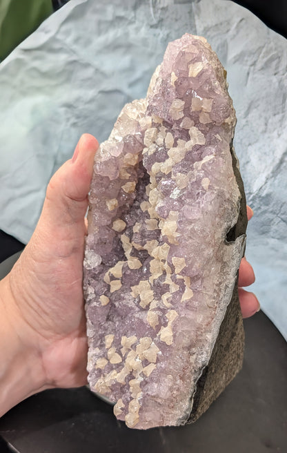 Lavender Purple Amethyst Geode with Dogtooth Calcite