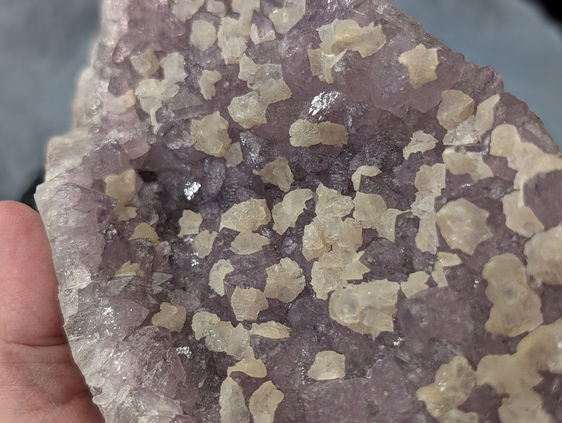 Lavender Purple Amethyst Geode with Dogtooth Calcite