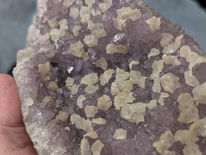 Lavender Purple Amethyst Geode with Dogtooth Calcite
