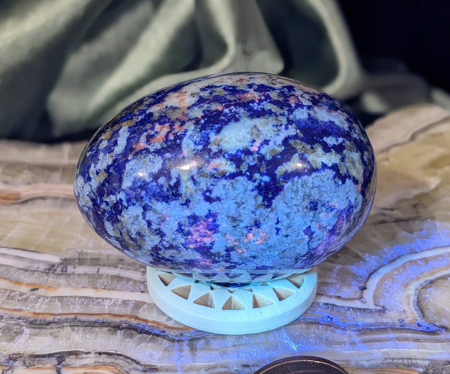 UV Reactive Lazurite With Afghanite Crystal Egg