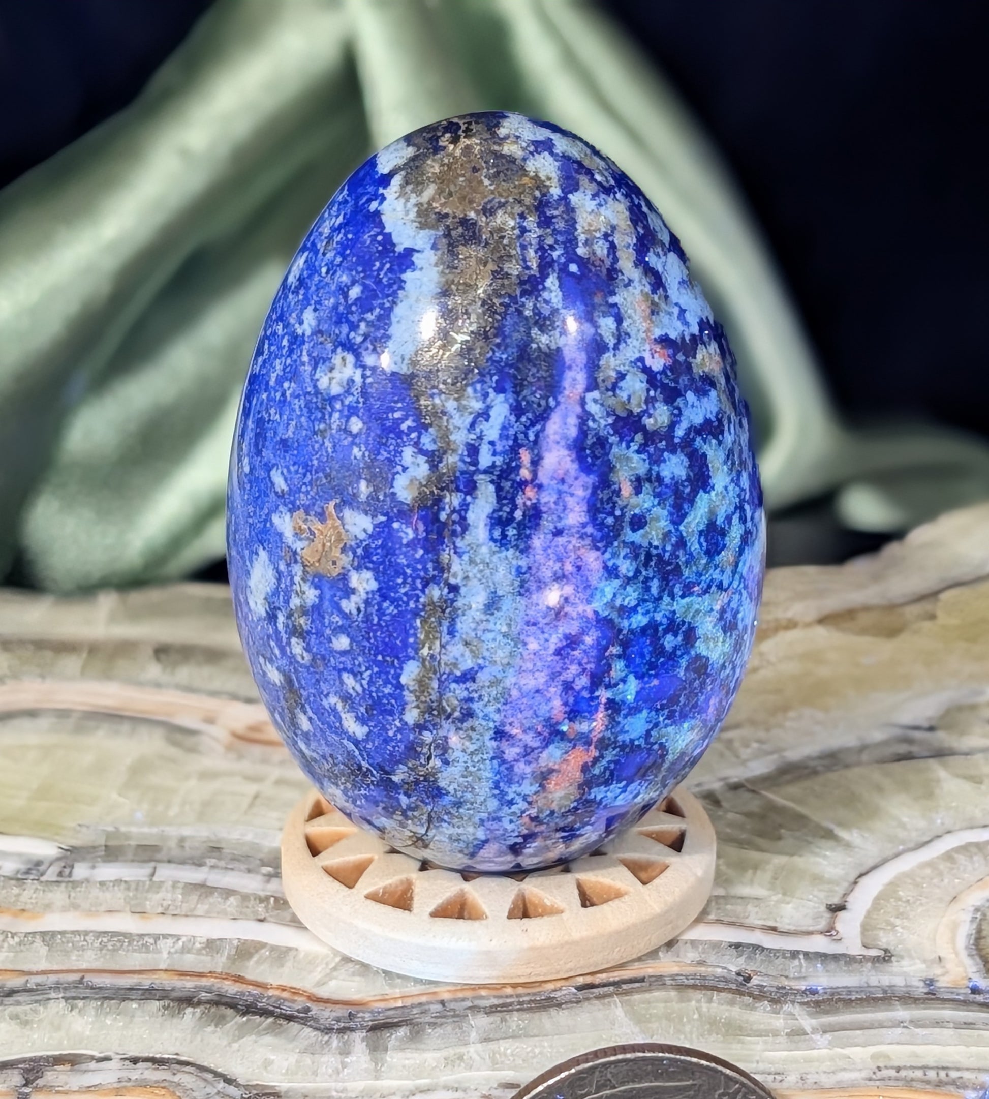 UV Reactive Lazurite With Afghanite Crystal Egg