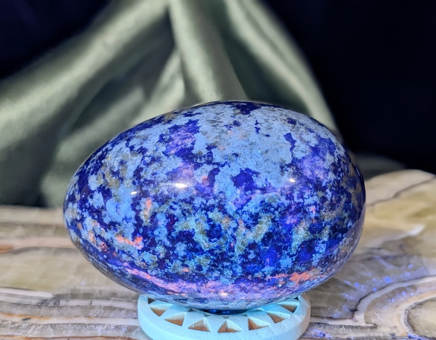 UV Reactive Lazurite With Afghanite Crystal Egg