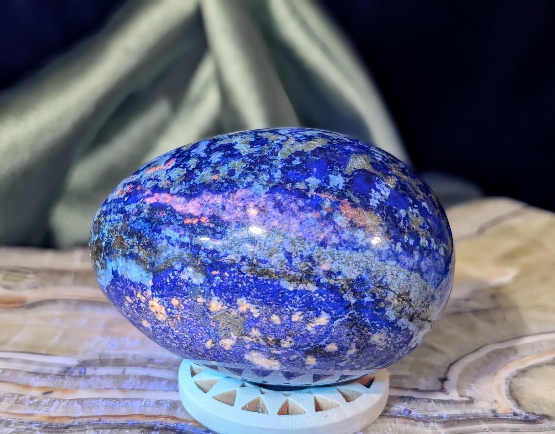 UV Reactive Lazurite With Afghanite Crystal Egg