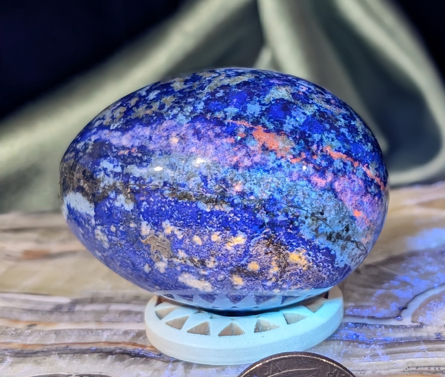 UV Reactive Lazurite With Afghanite Crystal Egg