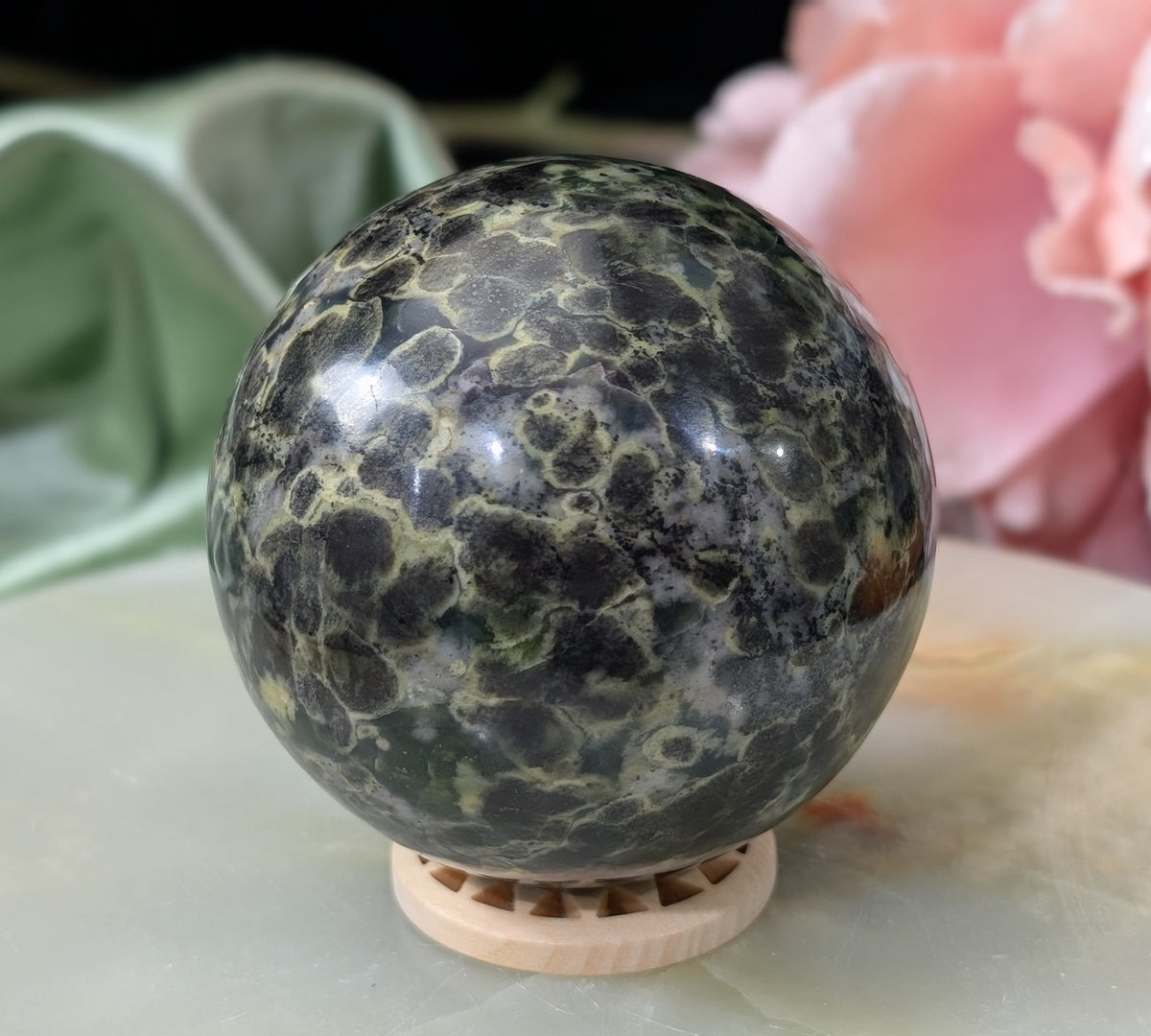 Leopard Spotted Serpentine Sphere