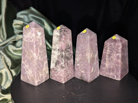 Hand Carved Lepidolite Towers