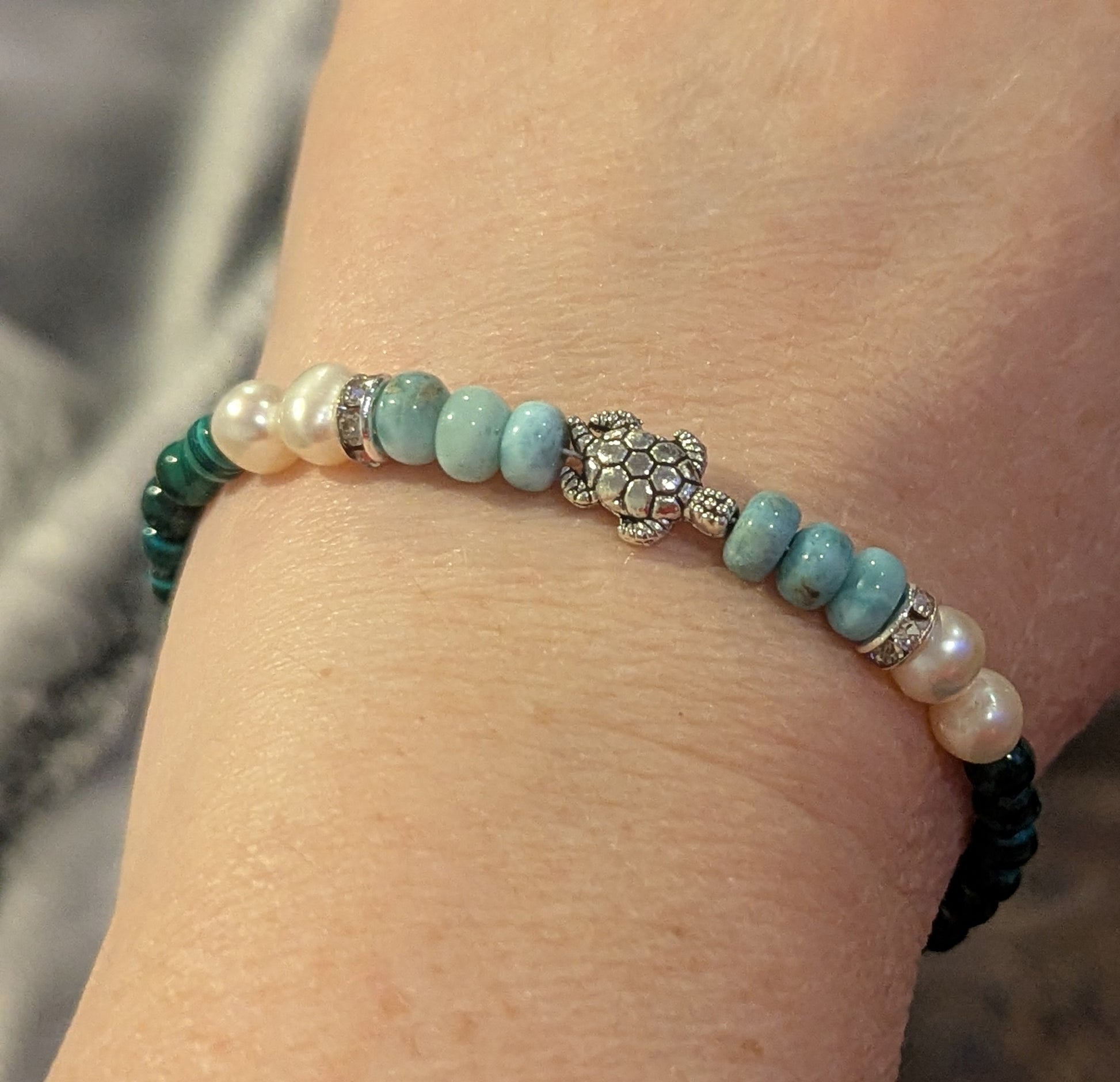 Malachite and Larimar Bracelet