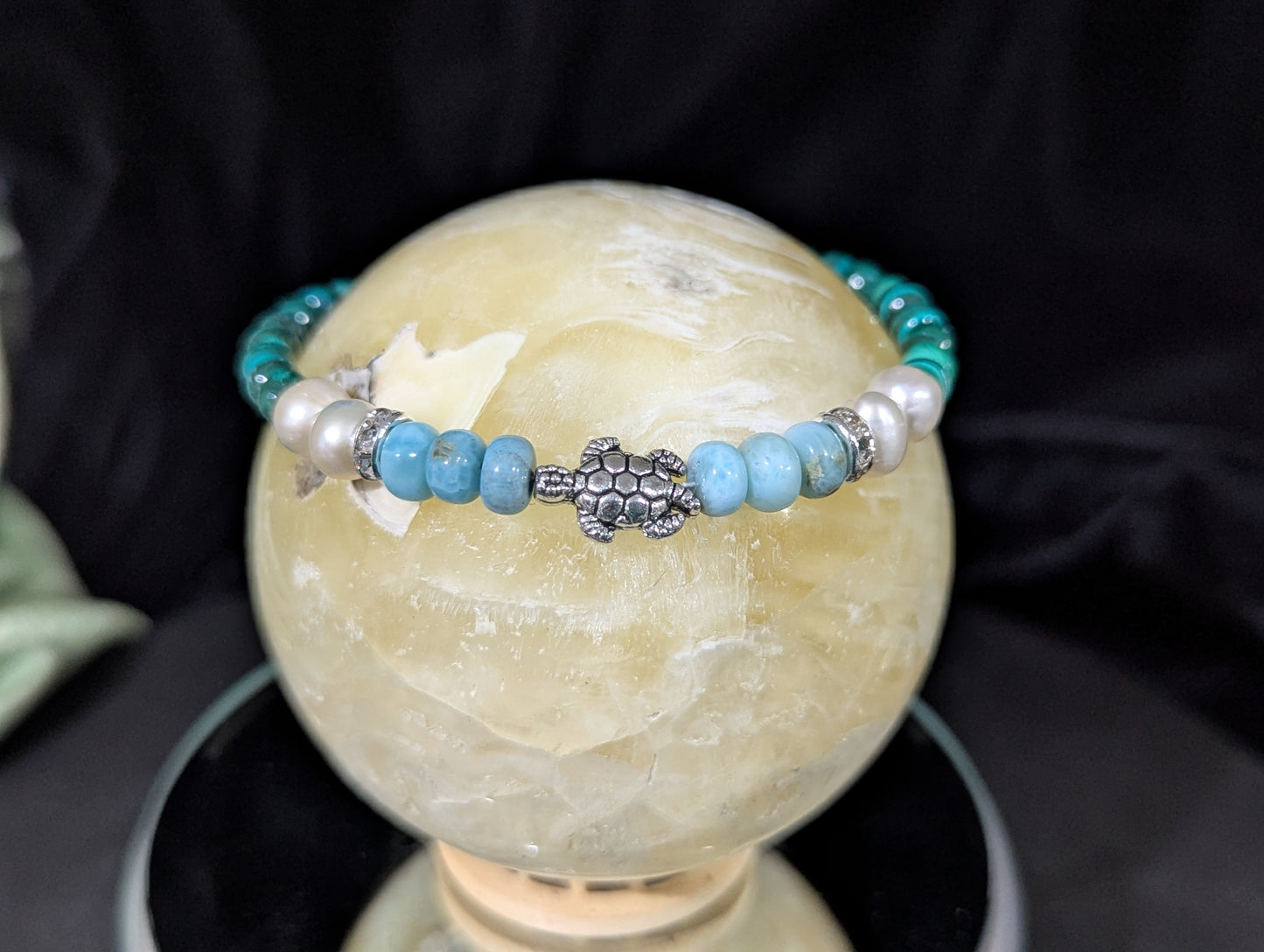 Malachite and Larimar Bracelet