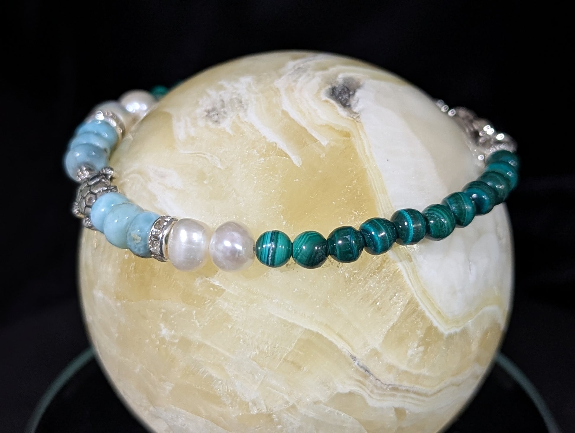 Malachite and Larimar Bracelet