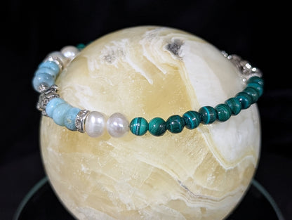 Malachite and Larimar Bracelet