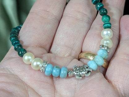 Malachite and Larimar Bracelet