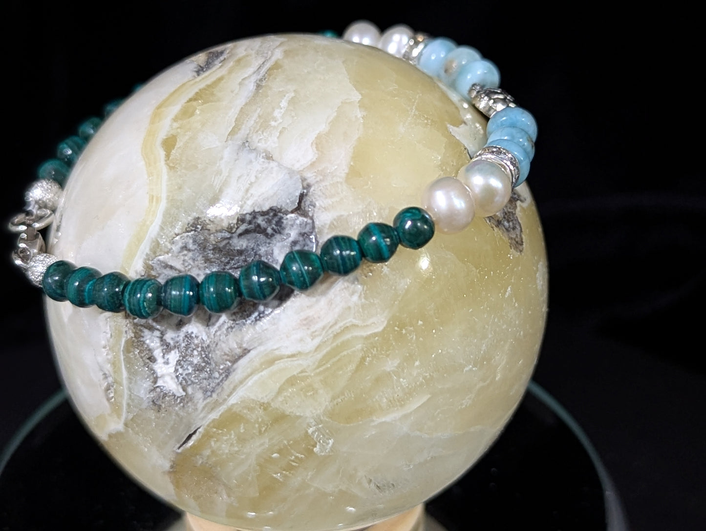 Malachite and Larimar Bracelet