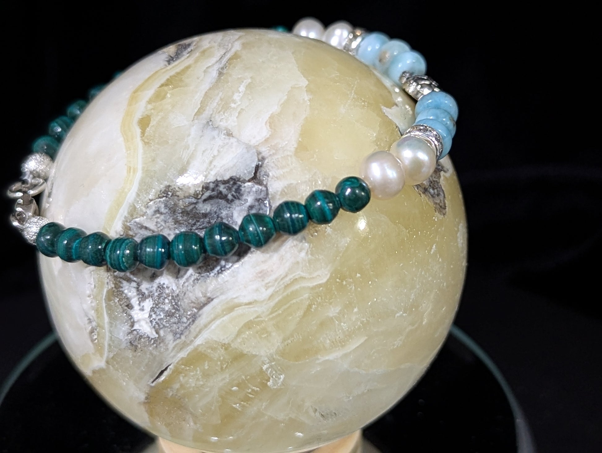 Malachite and Larimar Bracelet