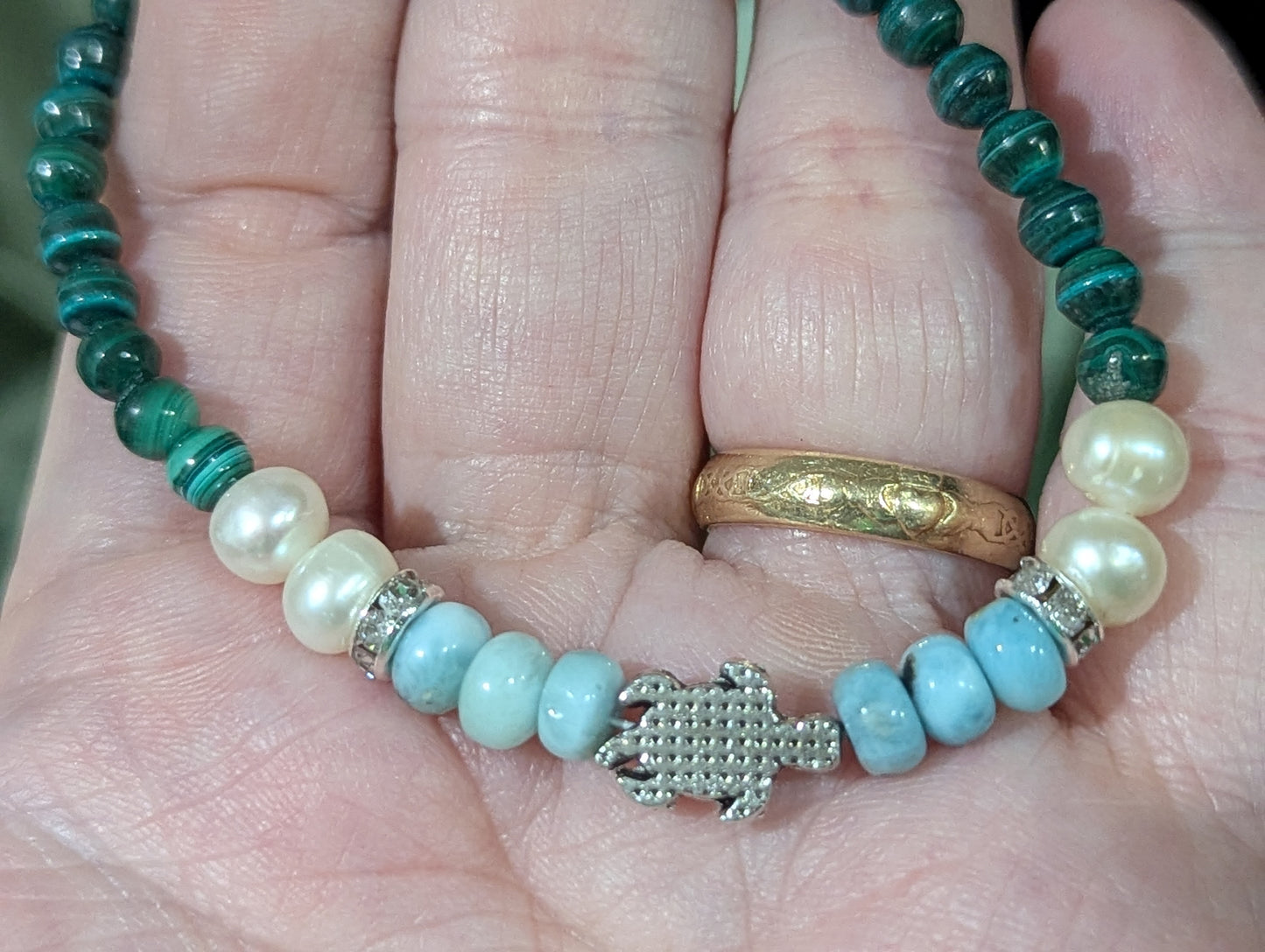 Malachite and Larimar Bracelet
