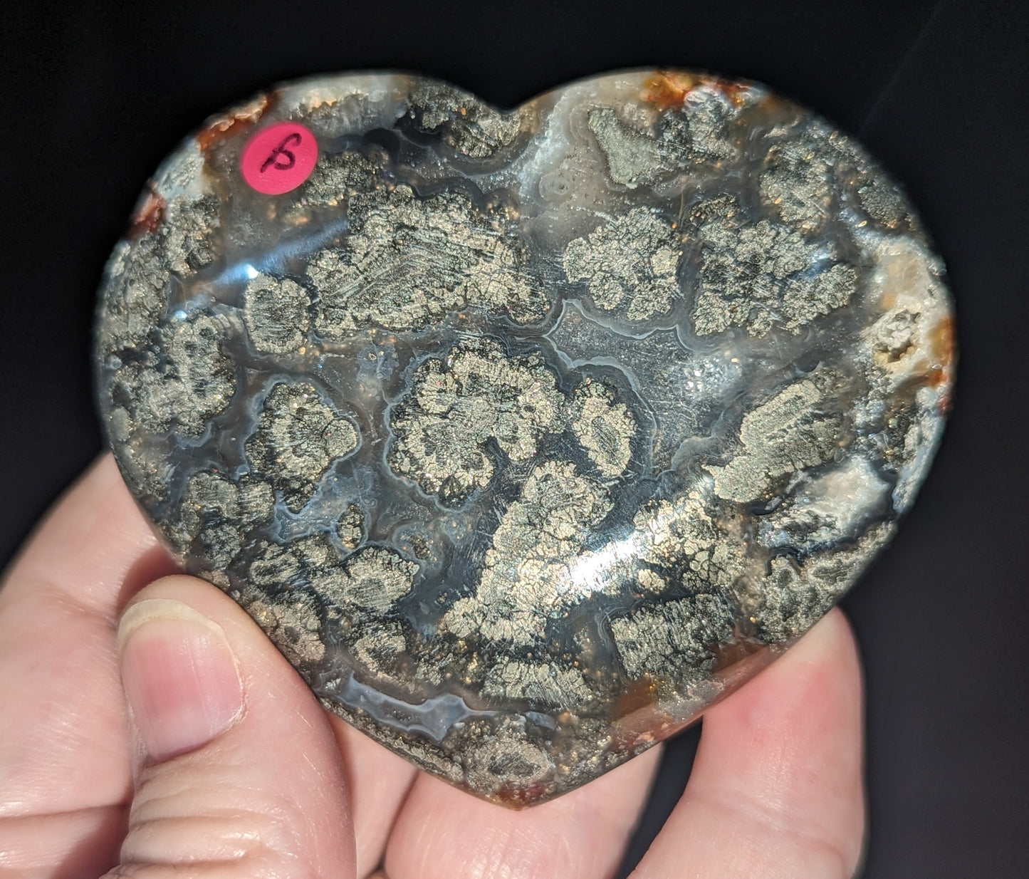 Marcasite Agate Heart