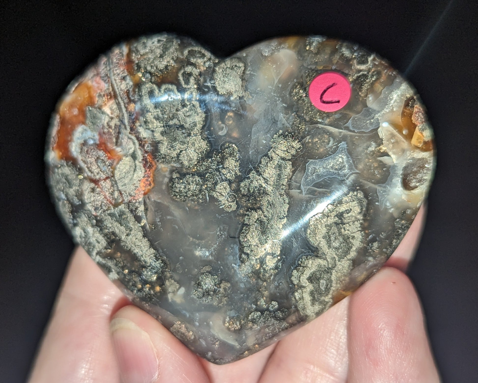 Marcasite Agate Heart