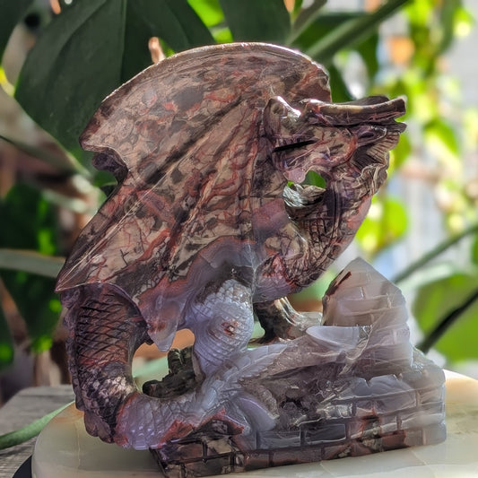 Money Agate Dragon Figurine