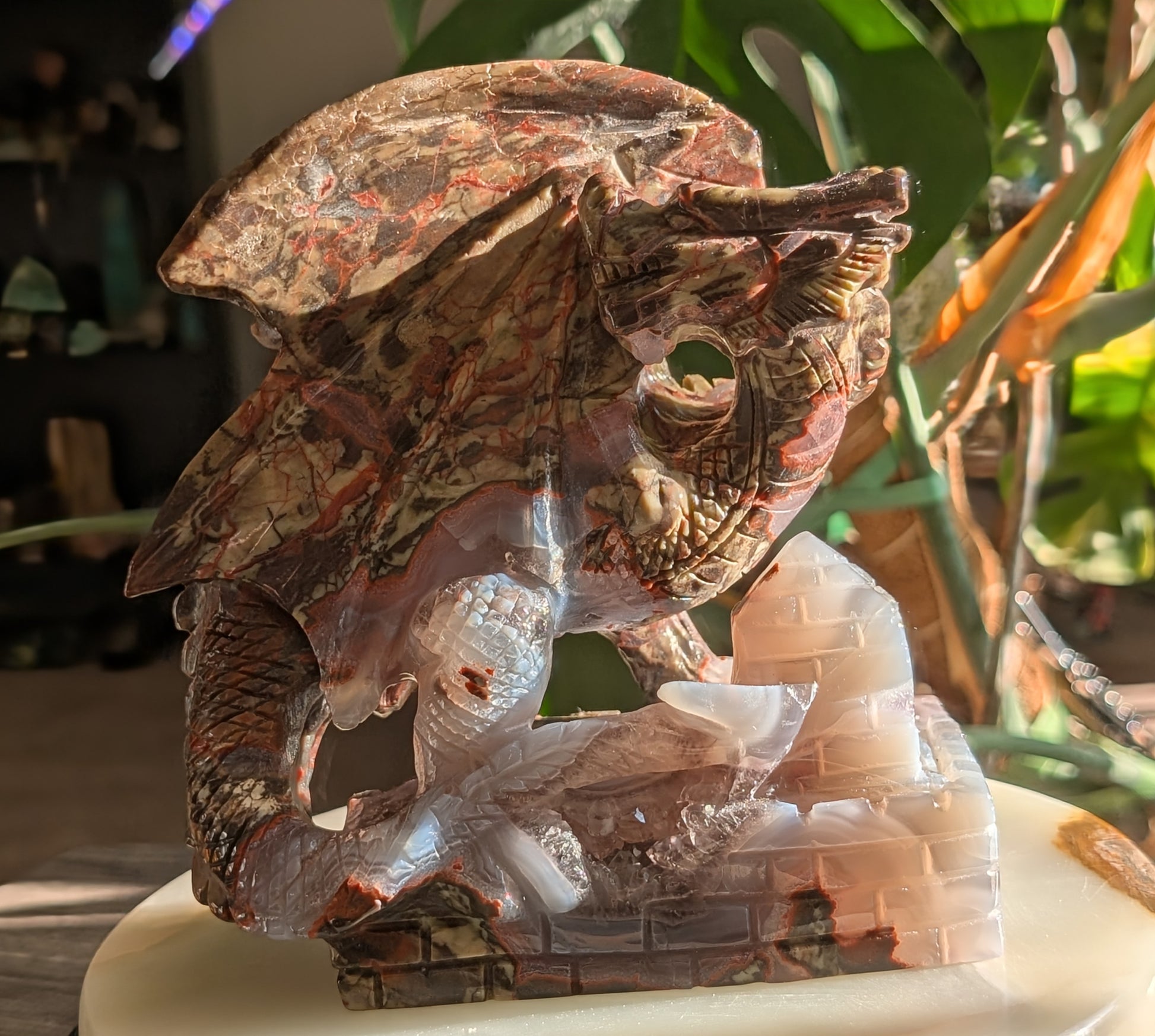 Money Agate Dragon Figurine