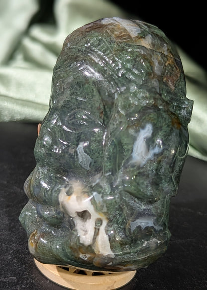 Moss Agate Ganesha Figurine