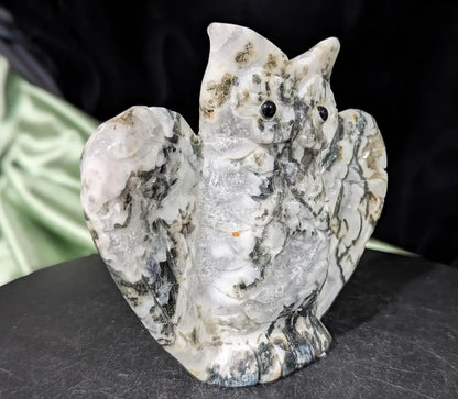 Moss Agate Owl Figurine 1b