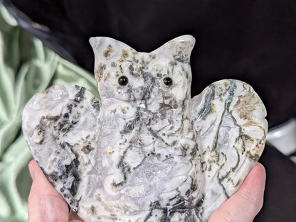 Moss Agate Owl Figurine 1c