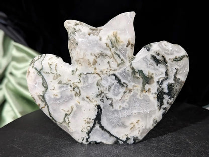 Moss Agate Owl Figurine 1f