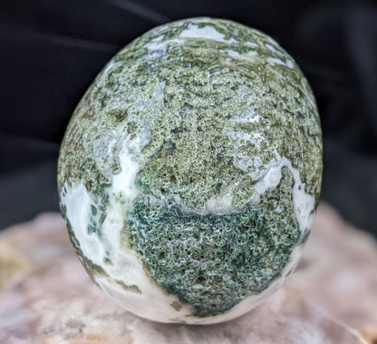 Hand Carved Moss Agate Skull - Top