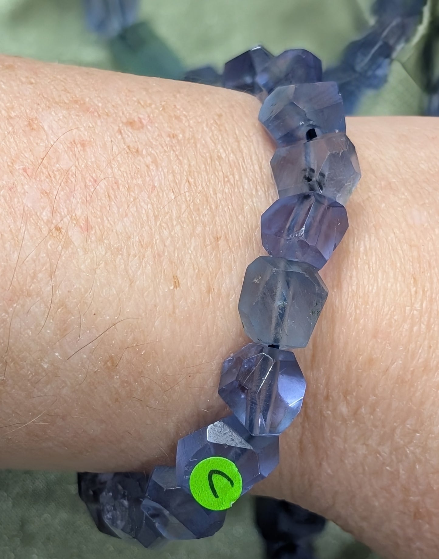 Natural Fluorite Bead Stretch Bracelet