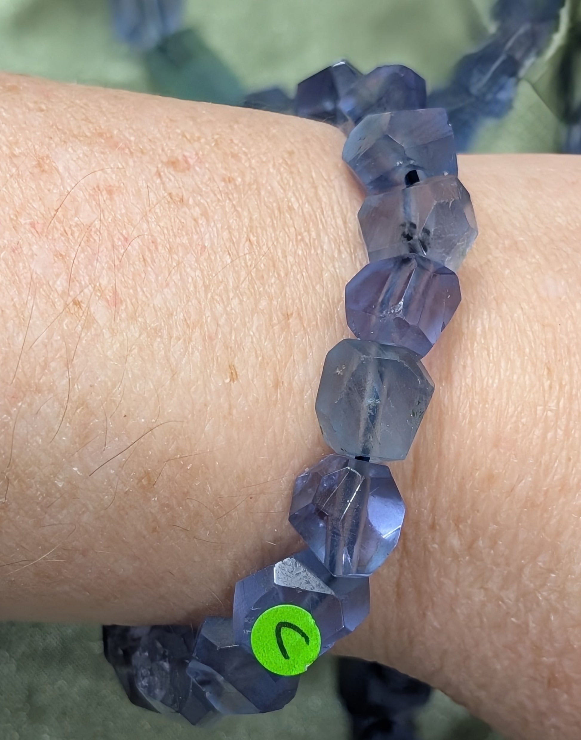Natural Fluorite Bead Stretch Bracelet
