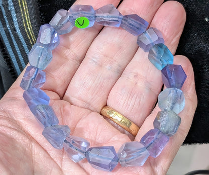 Natural Fluorite Bead Stretch Bracelet