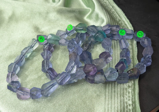 Natural Fluorite Bead Stretch Bracelets