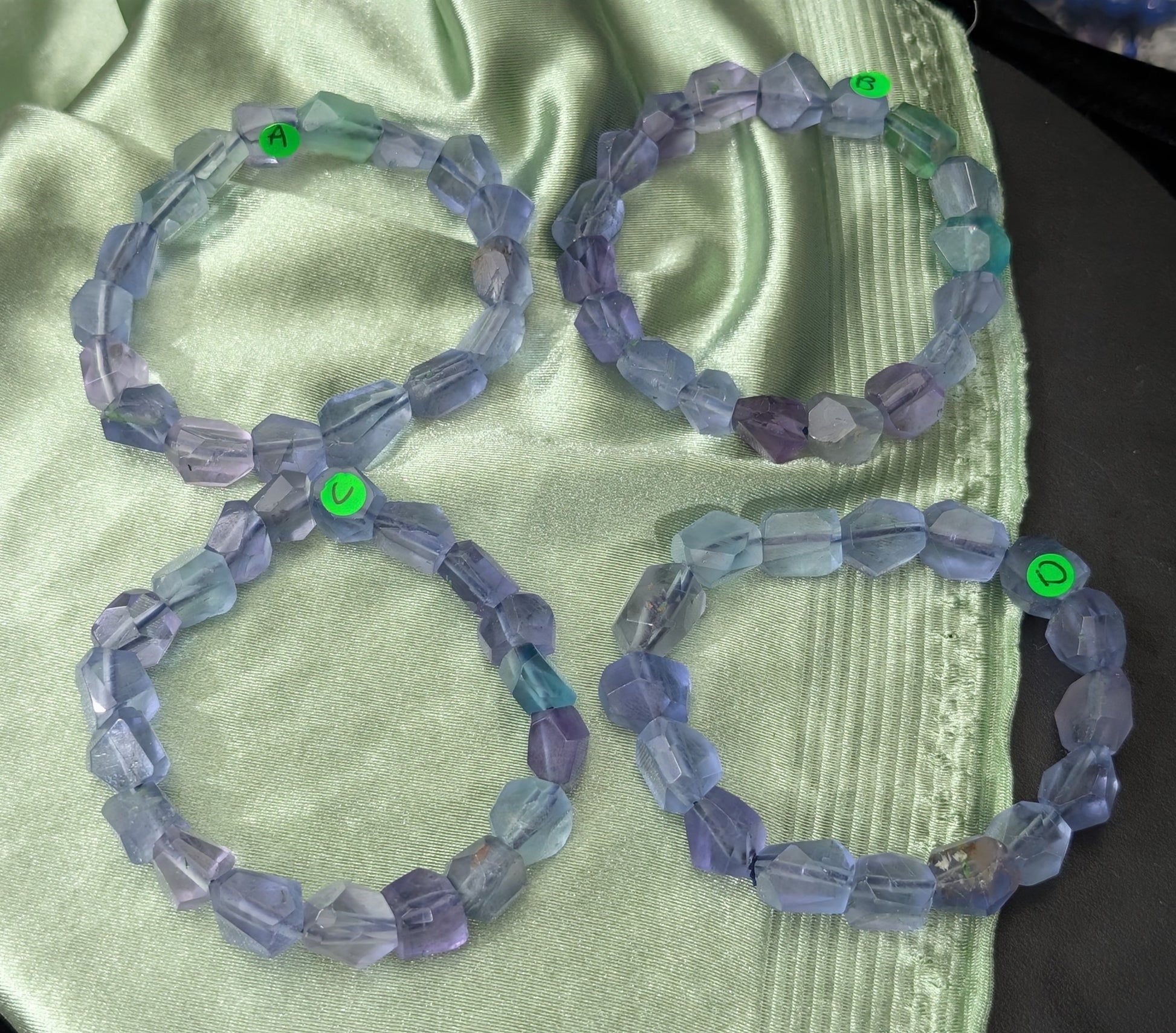 Natural Fluorite Bead Stretch Bracelets