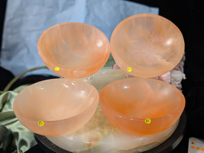 Natural Orange Selenite 4-inch Bowls
