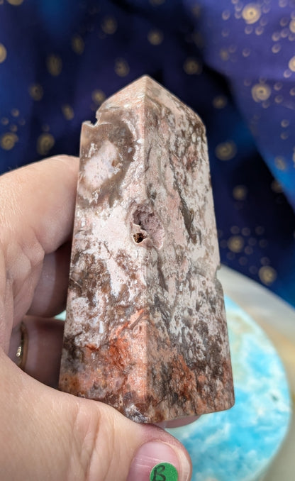 Natural Pink Chalcedony Tower