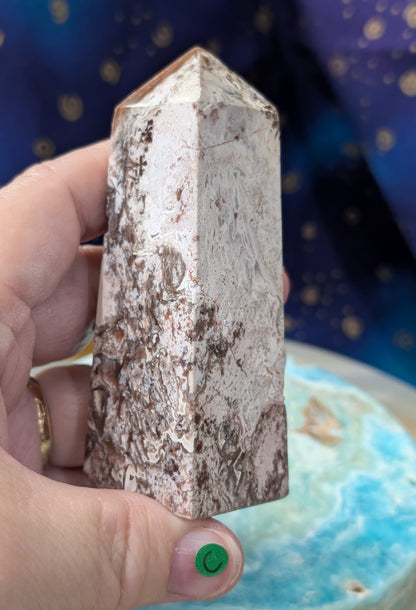 Natural Pink Chalcedony Tower