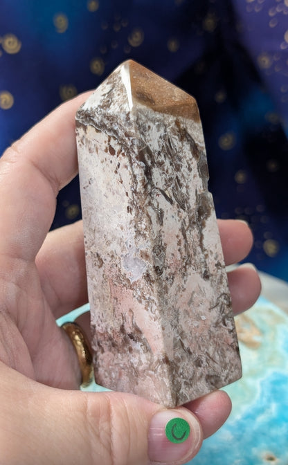 Natural Pink Chalcedony Tower