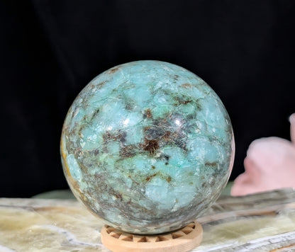 Natural Turquoise in Quartz with Golden Healer Sphere