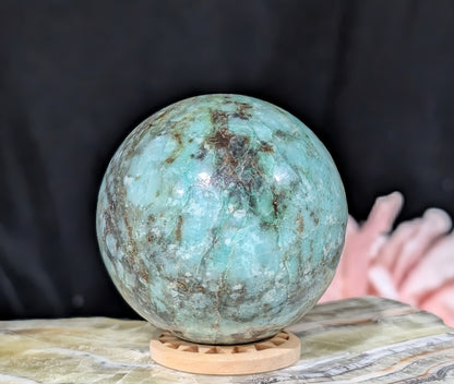 Natural Turquoise in Quartz with Golden Healer Sphere