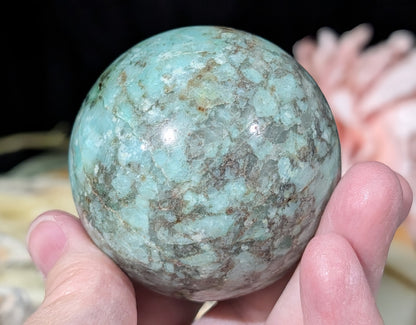 Natural Turquoise in Quartz with Golden Healer Sphere