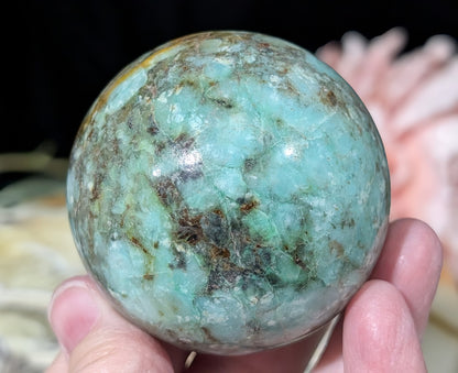 Natural Turquoise in Quartz with Golden Healer Sphere