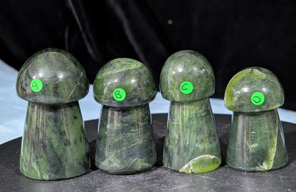 Hand Carved Nephrite Jade Mushroom Figurines