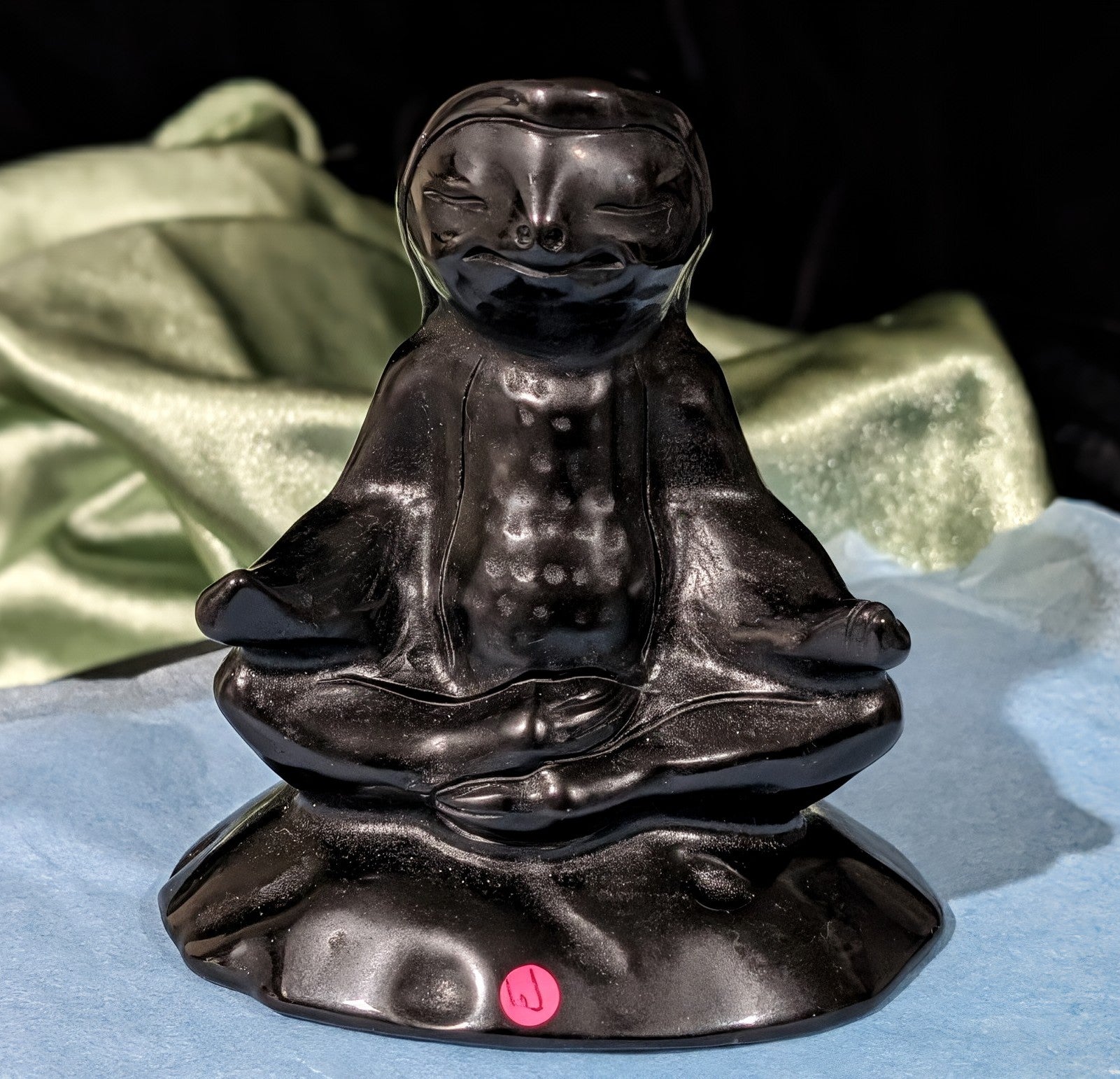 Obsidian Meditating Sloth Figurine