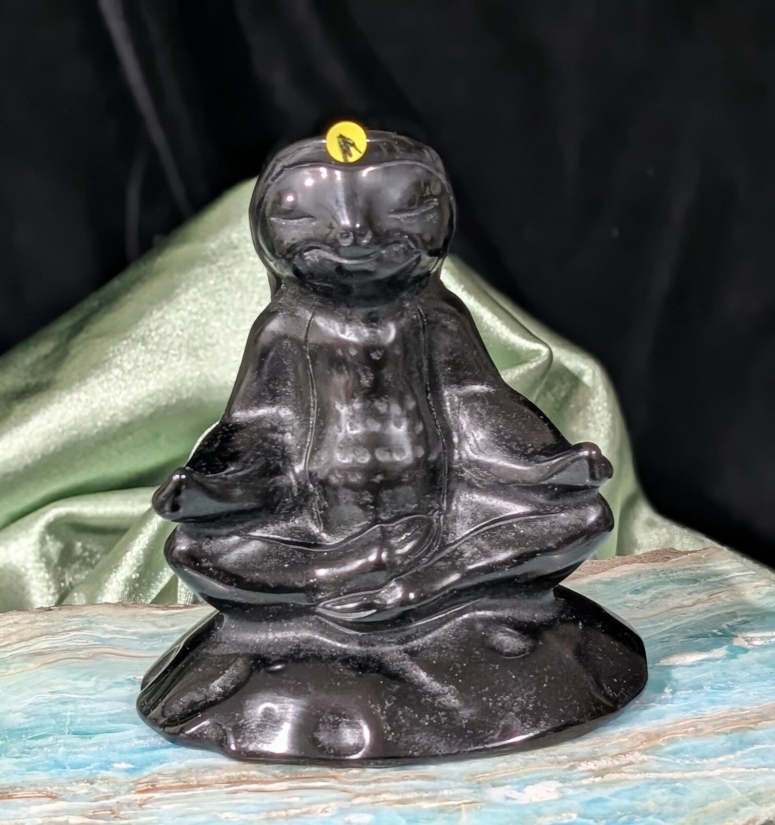 Obsidian Meditating Sloth Figurine