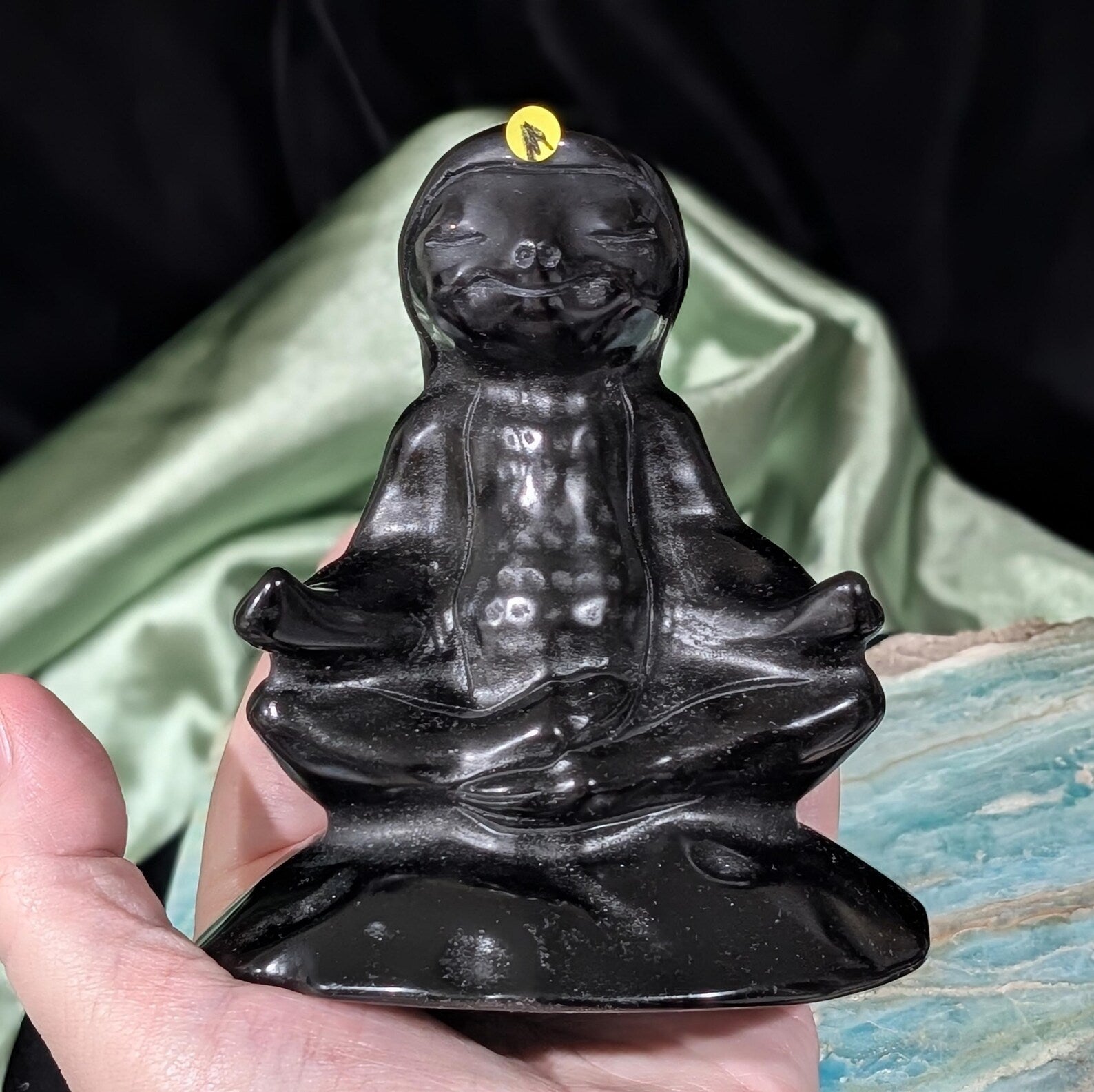 Obsidian Meditating Sloth Figurine
