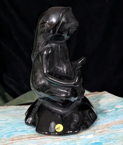 Obsidian Meditating Sloth Figurine