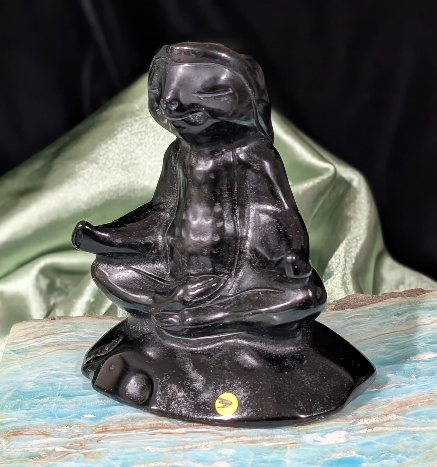 Obsidian Meditating Sloth Figurine
