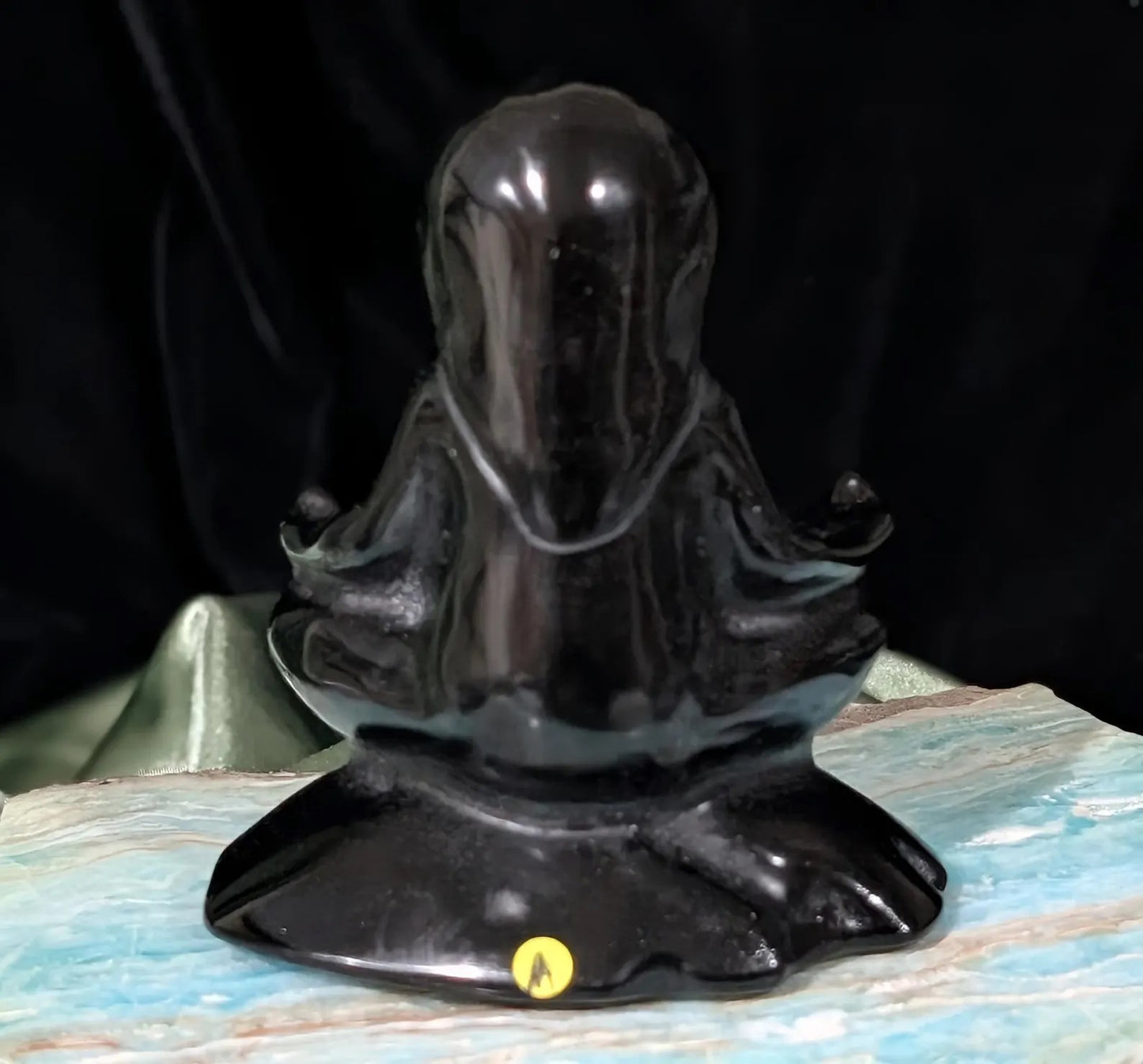 Obsidian Meditating Sloth Figurine